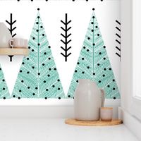 christmas tree forest // mint trees evergreen trees holiday christmas tree fabric cute