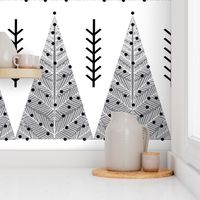 christmas evergreen tree // grey and white christmas triangles cute hand-drawn christmas fabric tree fabric