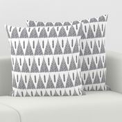 christmas evergreen tree // grey and white christmas triangles cute hand-drawn christmas fabric tree fabric