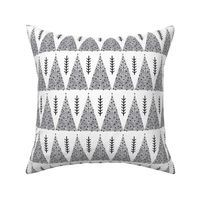 christmas evergreen tree // grey and white christmas triangles cute hand-drawn christmas fabric tree fabric