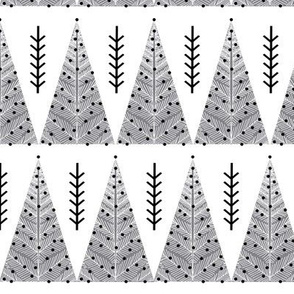 christmas evergreen tree // grey and white christmas triangles cute hand-drawn christmas fabric tree fabric