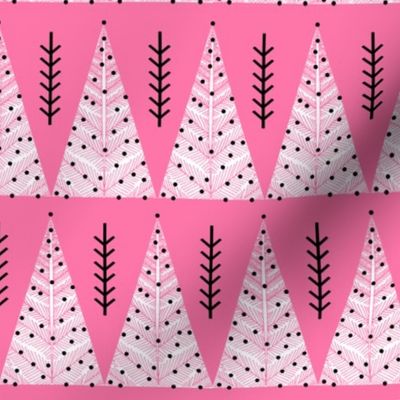 christmas evergreen tree // pink triangles christmas holiday xmas design christmas