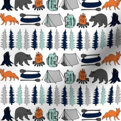 camping // navy mint grey boys bear fox forest woodland kids baby boy nursery 