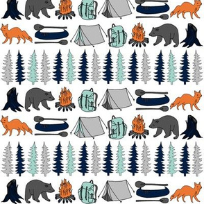 camping // navy mint grey boys bear fox forest woodland kids baby boy nursery 