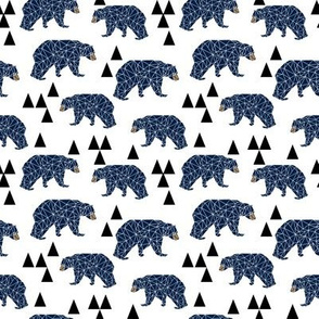 geo bear // navy blue triangles bear geometric boys nursery popular trendy kids hipster kids fabric