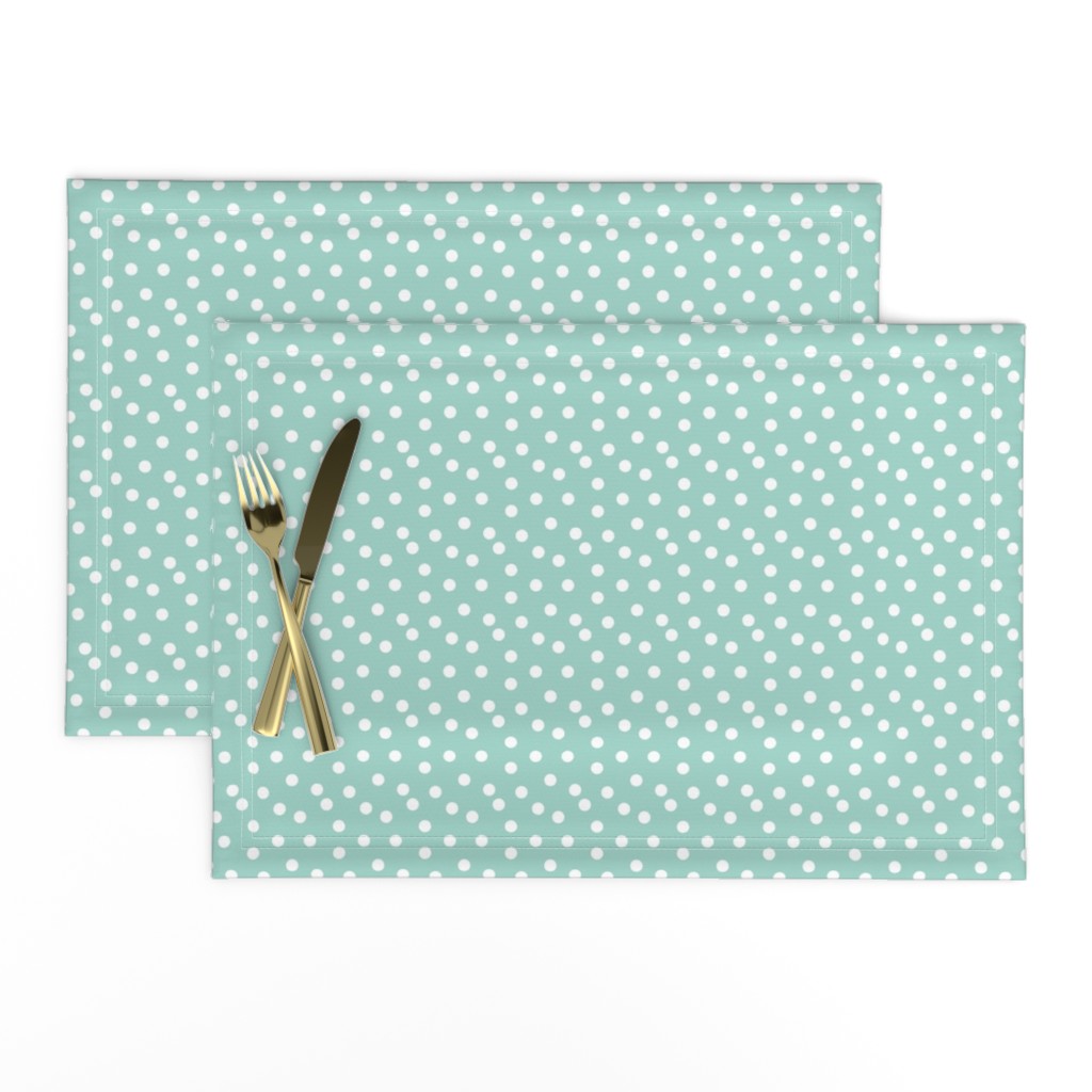 dots // mint white polka dots mini print cute small scale 