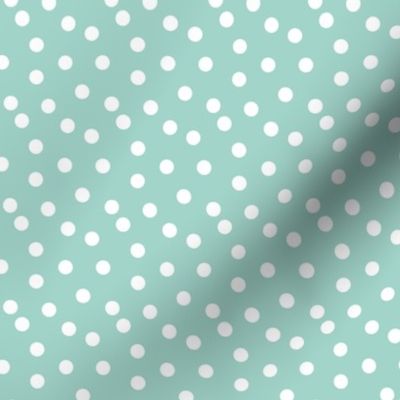 dots // mint white polka dots mini print cute small scale 