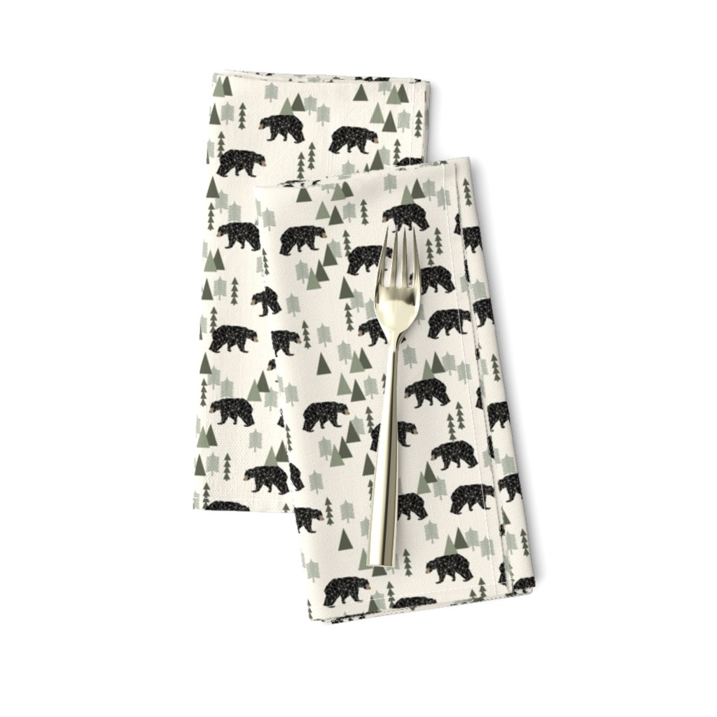 forest bear // cream green neutral baby nursery boys forest mountain woodland geometric bear