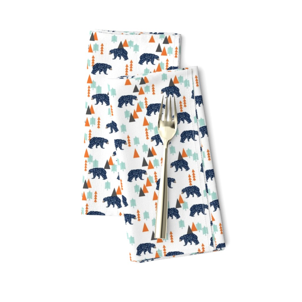 forest bear // bear navy camping hunting boys forest woodland mountains trees boys room 