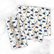 forest bear // bear navy camping hunting boys forest woodland mountains trees boys room 