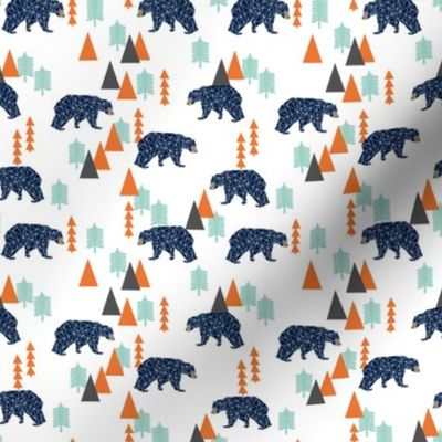 forest bear // bear navy camping hunting boys forest woodland mountains trees boys room 