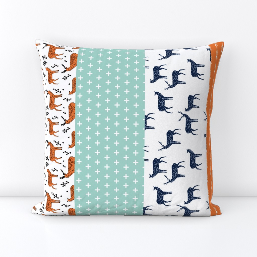 deer quilt // cheater quilt boys mint navy blue and orange hunting antler baby quilt