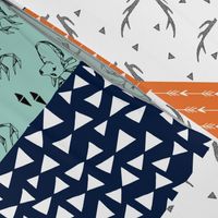 deer quilt // cheater quilt boys mint navy blue and orange hunting antler baby quilt