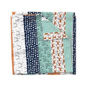 deer quilt // cheater quilt boys mint navy blue and orange hunting antler baby quilt