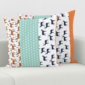 deer quilt // cheater quilt boys mint navy blue and orange hunting antler baby quilt