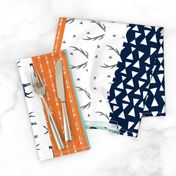 deer quilt // cheater quilt boys mint navy blue and orange hunting antler baby quilt