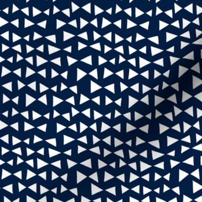 Bow Tri - // navy triangles deer quilt collection navy blue triangles