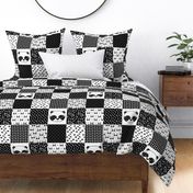 panda quilt // patchwork fake quilt panda black and white nursery baby whole cloth cheater quilt