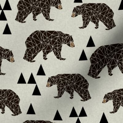 geometric bear // natural linen look bear with triangles geometric trendy bear for boys and nursery print