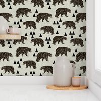 geometric bear // natural linen look bear with triangles geometric trendy bear for boys and nursery print