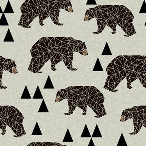 geometric bear // natural linen look bear with triangles geometric trendy bear for boys and nursery print