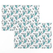 geo deer head // aqua blue deer head geometric design andrea lauren baby nursery fabric