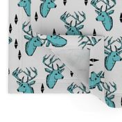 geo deer head // aqua blue deer head geometric design andrea lauren baby nursery fabric