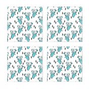 geo deer head // aqua blue deer head geometric design andrea lauren baby nursery fabric