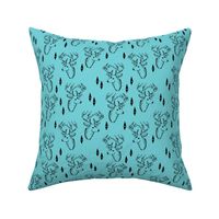 geo deer head // aqua blue geometric deer doe fabric nursery baby design