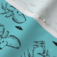 geo deer head // aqua blue geometric deer doe fabric nursery baby design