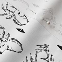 geo deer head // black and white deer fabric geometric design nursery baby fabric geometric deer