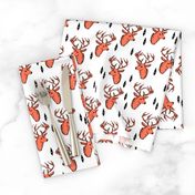 geo deer head // bright orange fabric deer head geometric design andrea lauren fabric