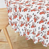 geo deer head // bright orange fabric deer head geometric design andrea lauren fabric