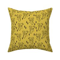 geo deer head // mustard yellow deer fabric andrea lauren baby nursery design