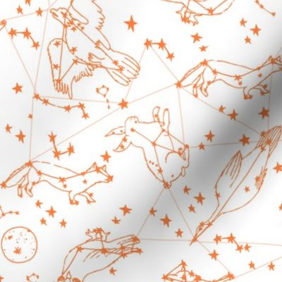 constellations // orange sky night stars bright dream animals kids nursery print