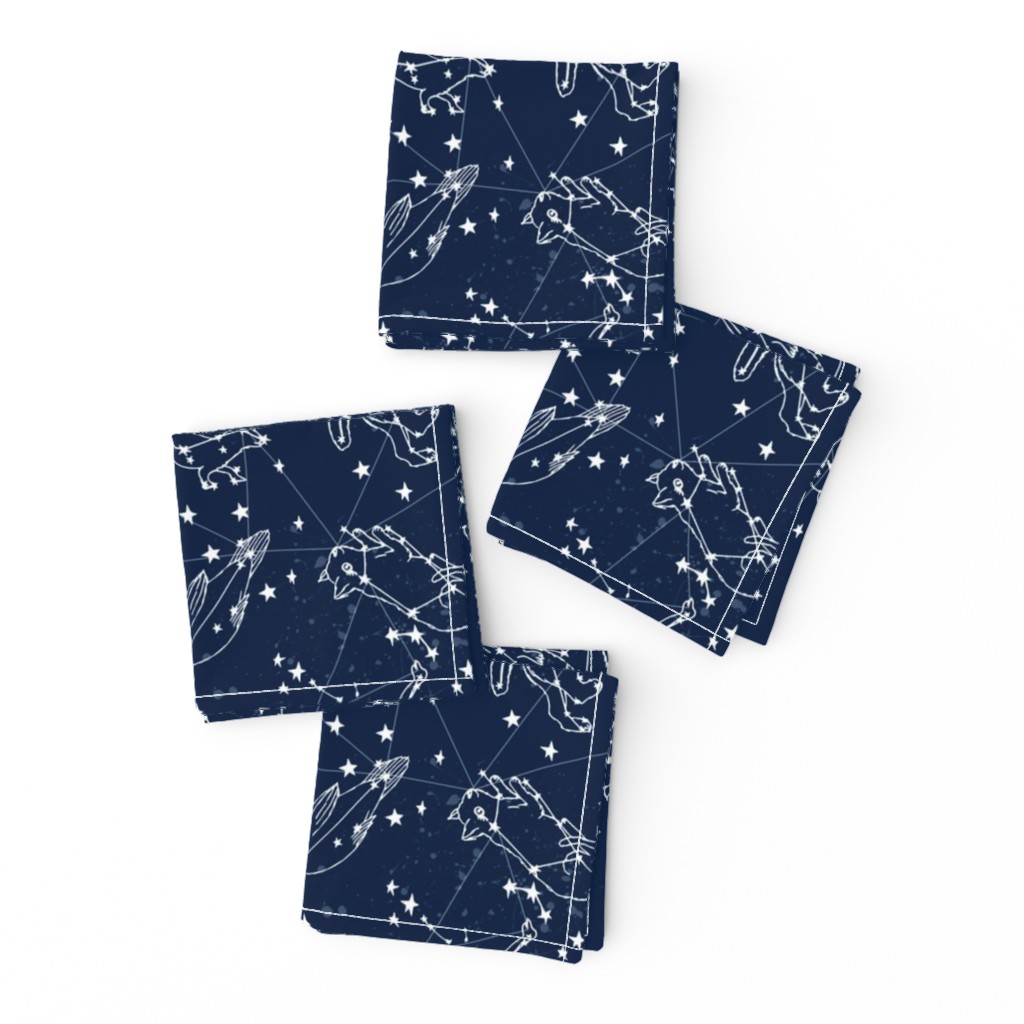 constellations // night time kids sky animals fox bear birds stars astronomy navy blue nursery