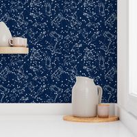 constellations // night time kids sky animals fox bear birds stars astronomy navy blue nursery