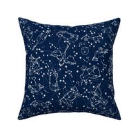 constellations // night time kids sky animals fox bear birds stars astronomy navy blue nursery