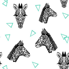 Zebras - White/Jade by Andrea Lauren