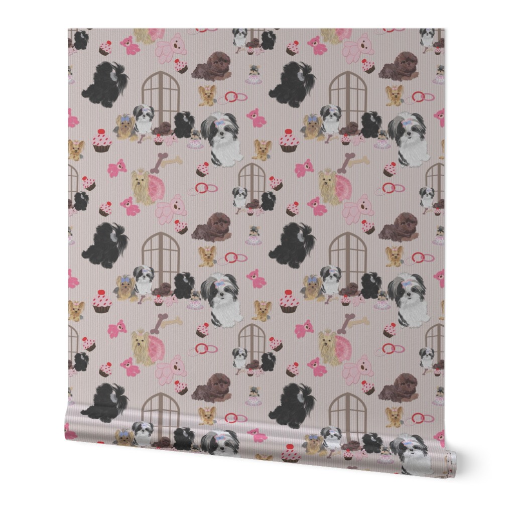 Yorkie, Black Shih tzu & puppy Window Seat Buddy Fabric