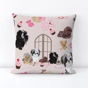 Yorkie, Black Shih tzu & puppy Window Seat Buddy Fabric