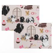 Yorkie, Black Shih tzu & puppy Window Seat Buddy Fabric