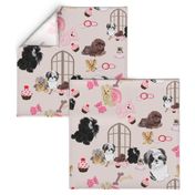 Yorkie, Black Shih tzu & puppy Window Seat Buddy Fabric