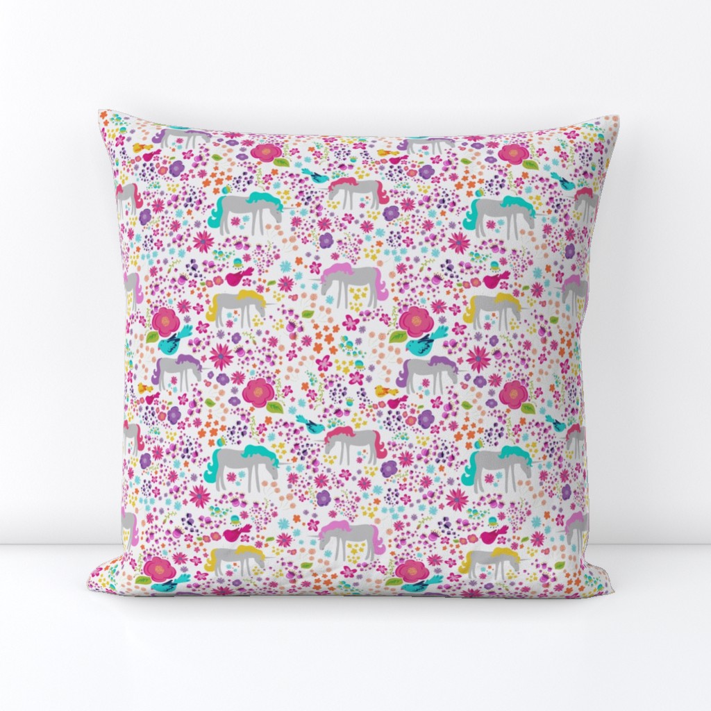 Spring Unicorn Floral Rainbow Flowers