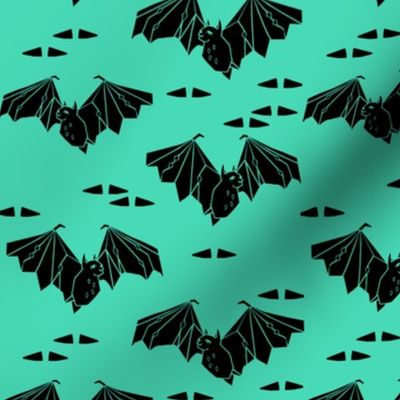 bat // geo geometric bat spooky halloween kids spooky bright green design