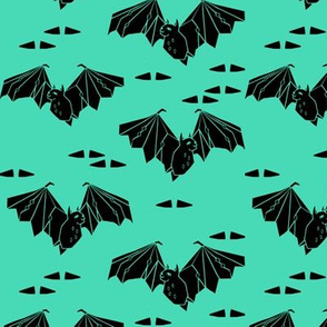 bat // geo geometric bat spooky halloween kids spooky bright green design
