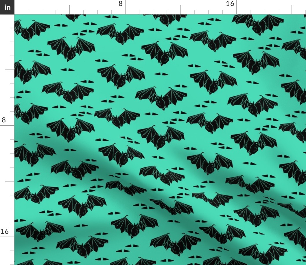 bat // geo geometric bat spooky halloween kids spooky bright green design