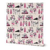 woodland christmas // vintage christmas retro christmas fabric woodland cute fabric animals cute christmas fabrics