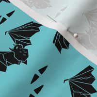 bat // geo bat geometric bright aqua kids triangles bats spooky halloween fabric