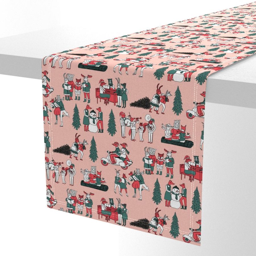 woodland christmas // vintage woodland retro christmas retro xmas holiday foxes holiday andrea lauren andrea lauren fabric